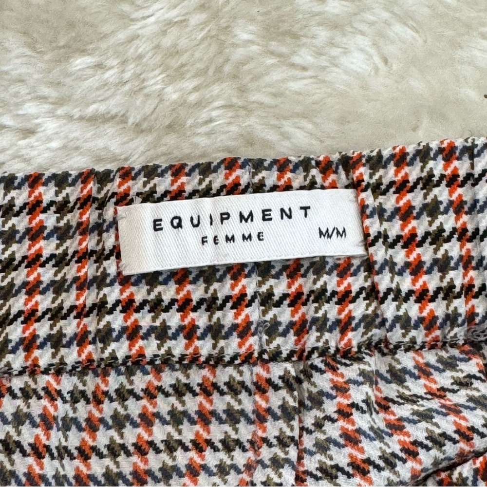 Equipment Hadley 100% Silk Houndstooth Relax Fit Elastic Waistband Dress Pants M - Picture 9 of 16